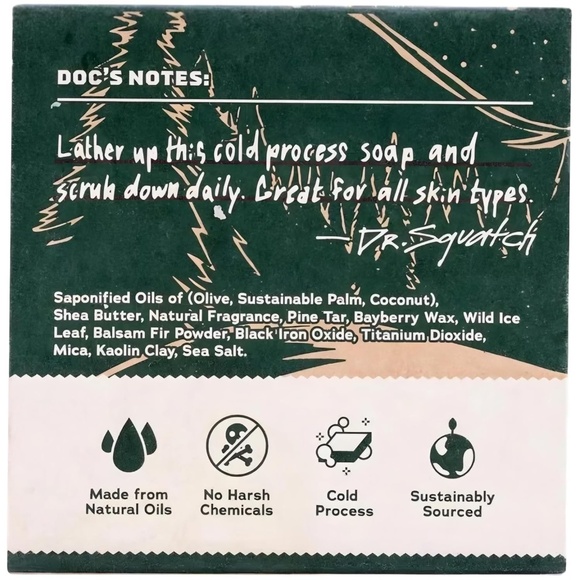 Bar Soap Dr Squatch - Snowy Pine Tar Limited Edition 5 oz Med Grit Balsam Fir - Picture 4 of 4